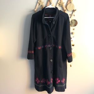 Johnny Was long embroidered sweatshirt jacket